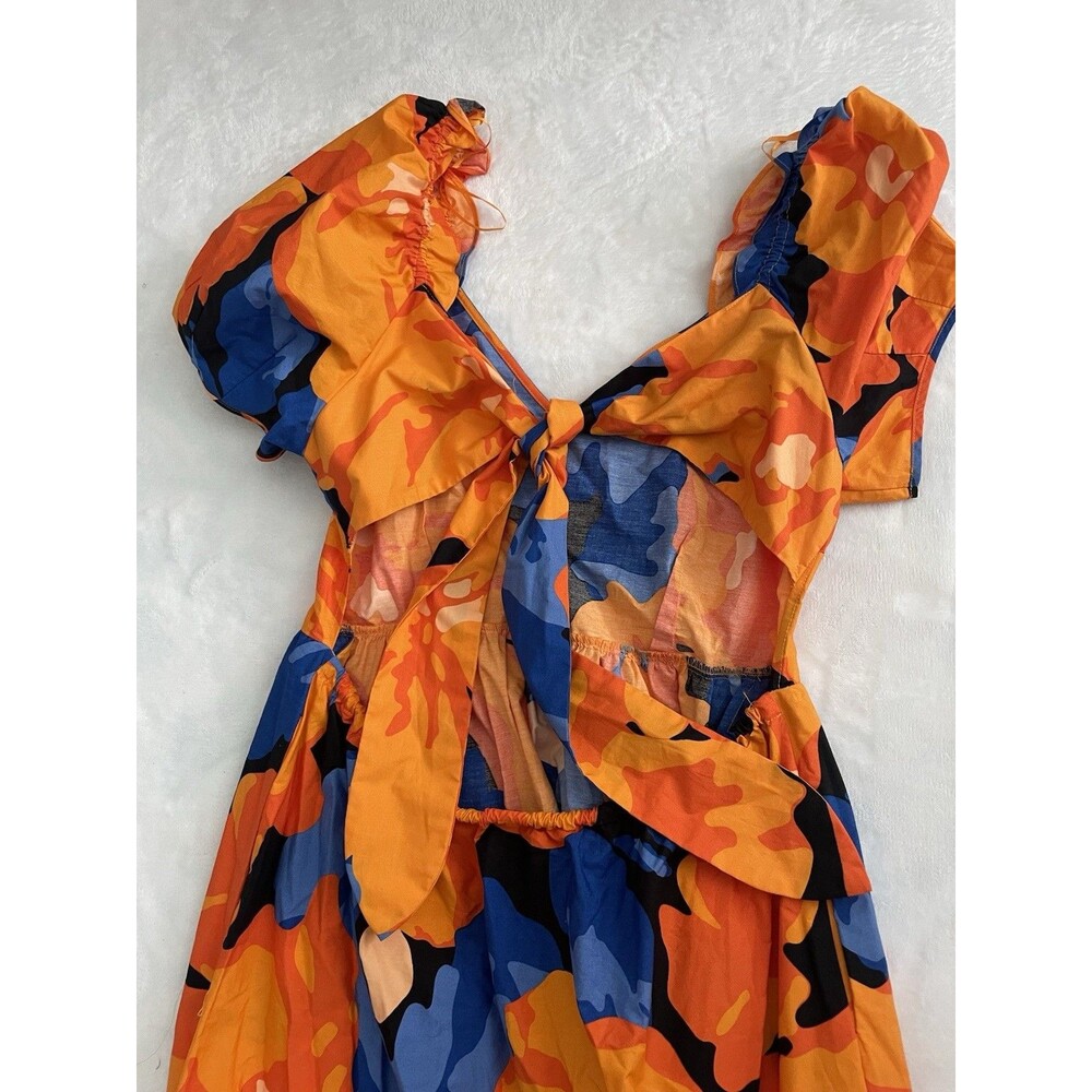 Tabitha Brown x Target Dress Women’s 14 Maxi Puff Sleeve Floral Cottagecore Boho - Picture 2 of 4